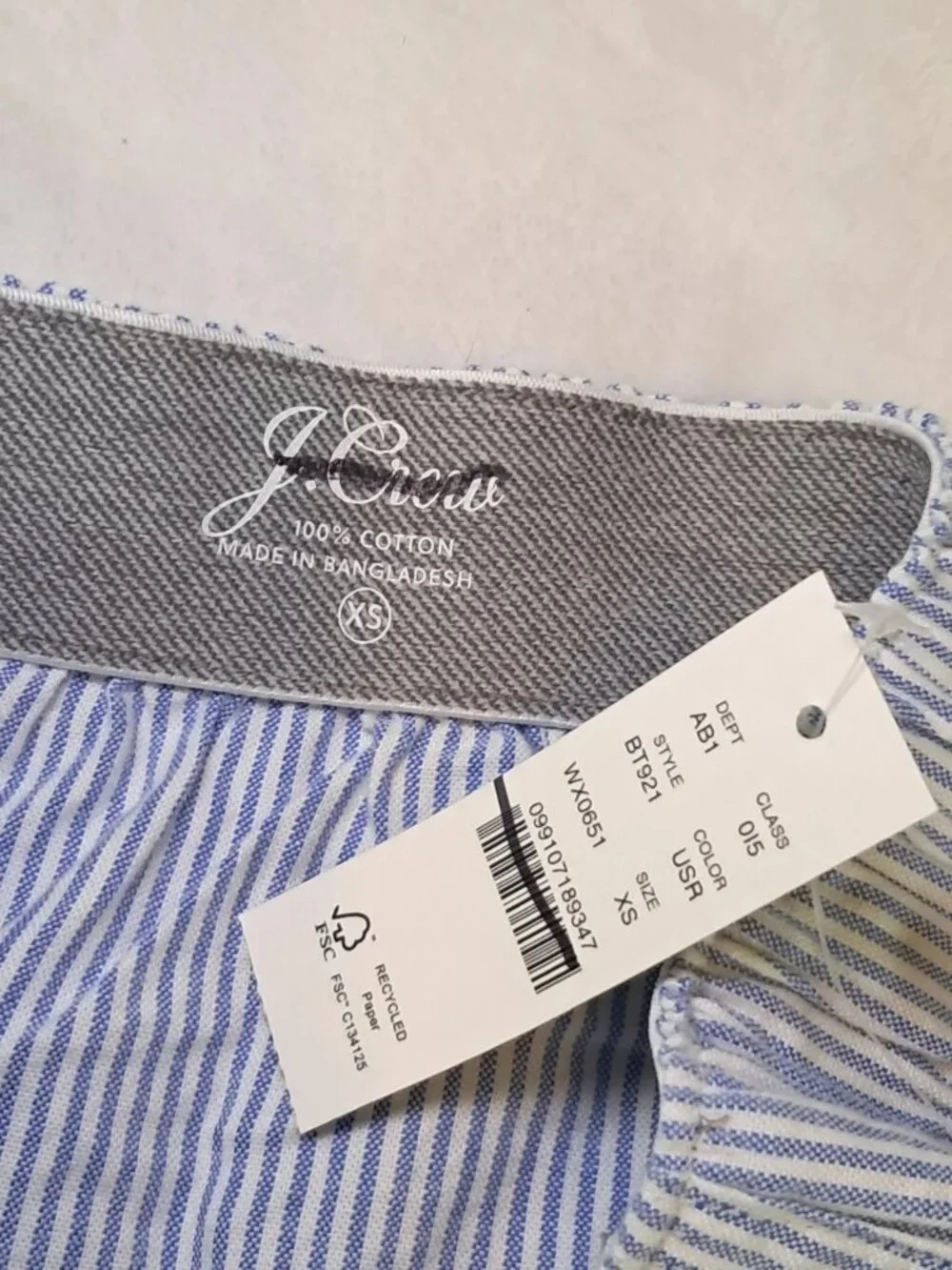 Men’s J. Crew Blue/White Striped Boxer XS NWT